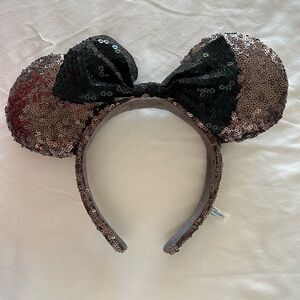 Sequin Mouse Ears Headband - Black and Pink